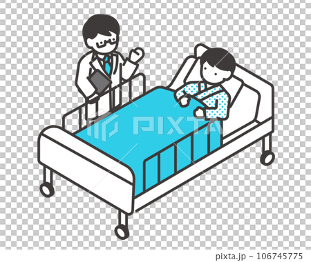 Vector illustration material of isometric icon of doctor talking with hospitalized patient 106745775