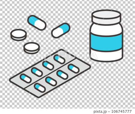 さまざまな処方薬やカプセル錠などのアイソメアイコンのベクターイラスト素材/病院/薬 さまざまな処方薬やカプセル錠などのアイソメアイコンのベクターイラスト素材/病院/薬 106745777