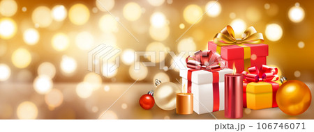 Gift boxes, candles and balls 106746071