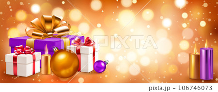 Gift boxes, candles and balls Gift boxes, candles and balls 106746073