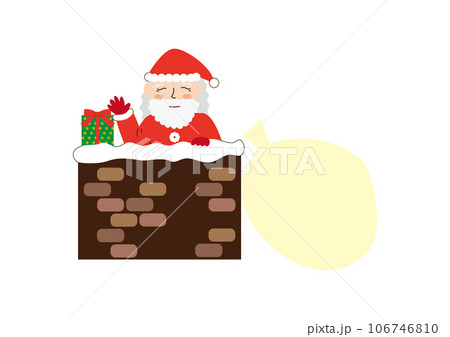 プレゼントを持って煙突から入るサンタクロース 106746810