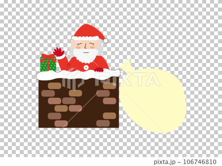 プレゼントを持って煙突から入るサンタクロース 106746810