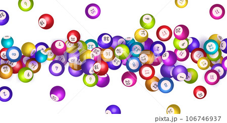 Bingo, lotto and keno lottery balls with numbers. Realistic keno gambling game win poster with cards burs vector concept 106746937