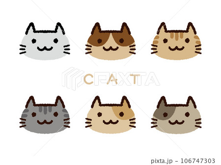 シンプルでかわいい猫の顔のイラストセット 106747303