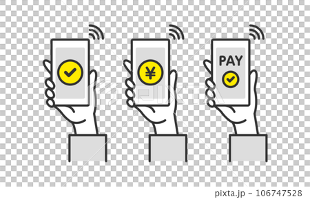 Smartphone payment cashless payment completed illustration set 106747528