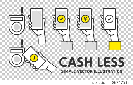 スマートフォンで決済する　キャッシュレス決済　イラストセット 106747532
