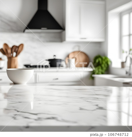Empty kitchen table and blurred kitchen background Empty kitchen table and blurred kitchen background 106748712