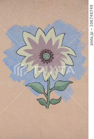 The painted wall in the building of the kindergarten. The color pictures drawn in the wall. education concept. The painted wall in the building of the kindergarten. The color pictures drawn in the wall. education concept. 106748749