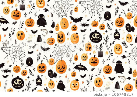 ハロウィンの壁紙・テクスチャー（白・包装紙・可愛い） 106748817