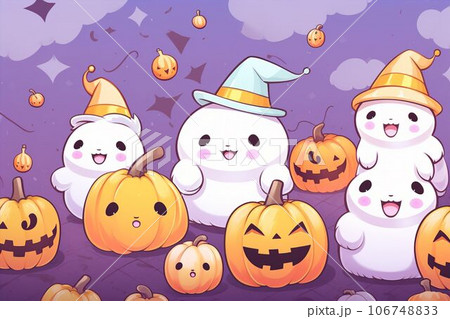 ハロウィンの壁紙・テクスチャー（白・包装紙・可愛い） 106748833