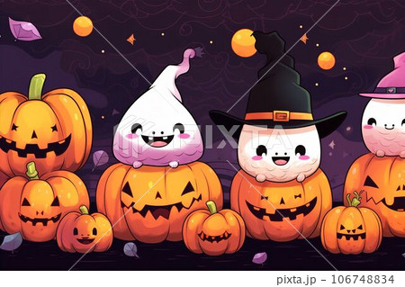 ハロウィンの壁紙・テクスチャー（黒・包装紙・可愛い） 106748834