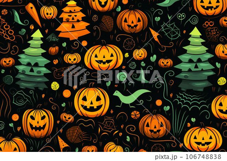 ハロウィンの壁紙・テクスチャー（黒・包装紙・大人） 106748838