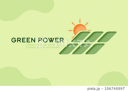 Solar panel and Sun, 3D paper art style. Renewable energy and Sustainability concept.Banner template background. Vector illustration. Solar panel and Sun, 3D paper art style. Renewable energy and Sustainability concept.Banner template background. Vector illustration. 106748997