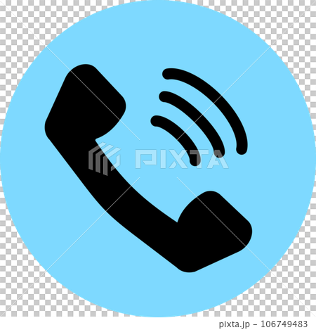 Simple blue and black illustration of a telephone receiver Simple blue and black illustration of a telephone receiver 106749483