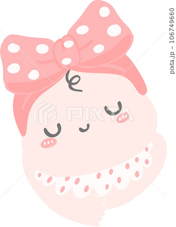 Cute baby girl in pink clothe, baby newborn shower cartoon doodle hand drawing 106749660