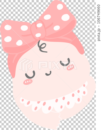 Cute baby girl in pink clothe, baby newborn shower cartoon doodle hand drawing 106749660