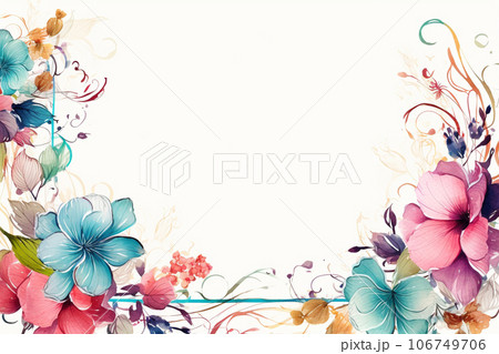 Botanical watercolor flowers postcard background 106749706