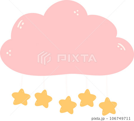 baby shower nursery element pink cloud with stars 106749711