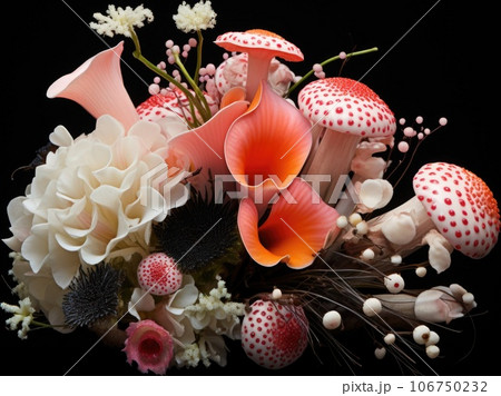 A bouquet of flowers with mushrooms and other flowers, AI A bouquet of flowers with mushrooms and other flowers, AI 106750232