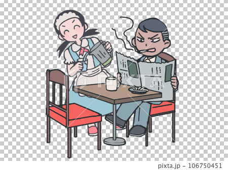 コーヒー一杯で粘る人vs小まめに水を注ぎ足す店員 106750451