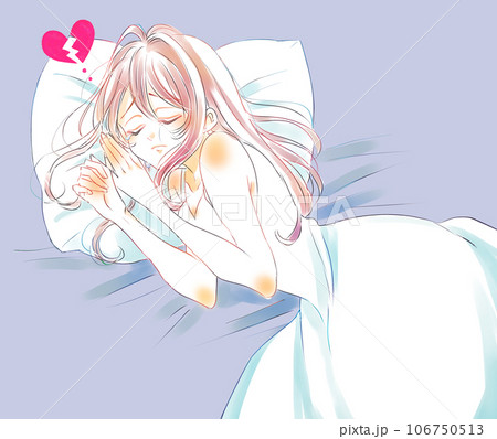悲しい表情で眠る女性 失恋 涙 悲しい表情で眠る女性 失恋 涙 106750513
