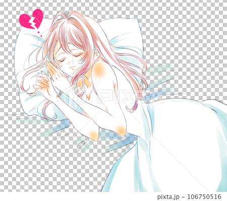 悲しい表情で眠る女性 失恋 涙 悲しい表情で眠る女性 失恋 涙 106750516