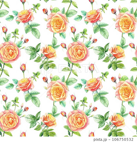 Seamless floral pattern with watercolor peach roses Seamless floral pattern with watercolor peach roses 106750532