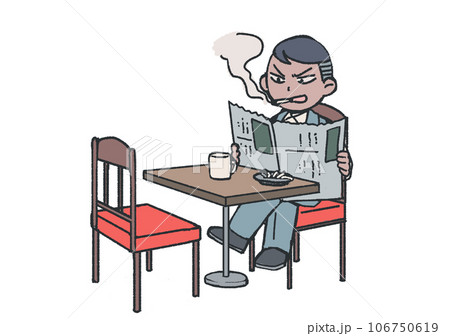 喫茶店にコーヒー一杯で長時間居座る人のイラスト素材 [106750619] - PIXTA
