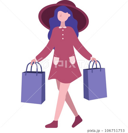 Vector woman with shop bag icon shopper character Vector woman with shop bag icon shopper character 106751753