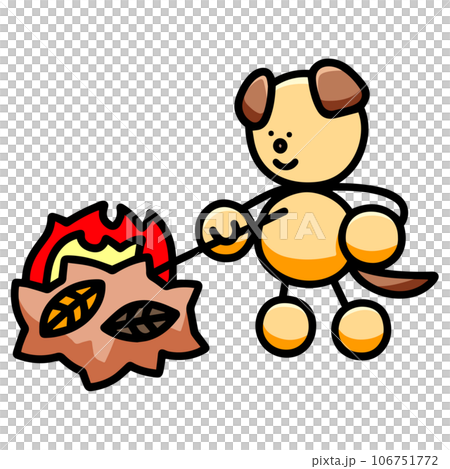 焚き火をするわんまるのイラスト 犬 焚き火をするわんまるのイラスト 犬 106751772