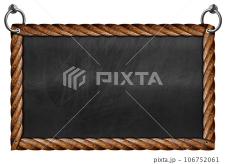 Empty Blackboard with Steel Rings for Hanging Isolated on White Background Empty Blackboard with Steel Rings for Hanging Isolated on White Background 106752061