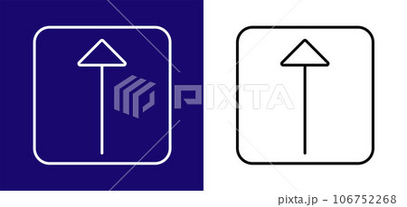 The pathfinding icon is in the form of an arrow pointing up. Available in two colors blue, white and white, black.  106752268