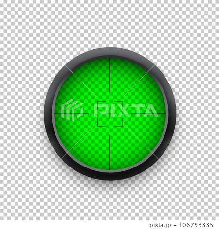 Green crosshair target vector illustration. Realistic isolated circle of sniper score with weapon zoom, rifle gun or radar optical sight view with reticle in center, military focus frame with cross Green crosshair target vector illustration. Realistic isolated circle of sniper score with weapon zoom, rifle gun or radar optical sight view with reticle in center, military focus frame with cross 106753335