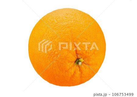 Ripe whole  orange fruit isolated on white background. File contains clipping path. 106753499