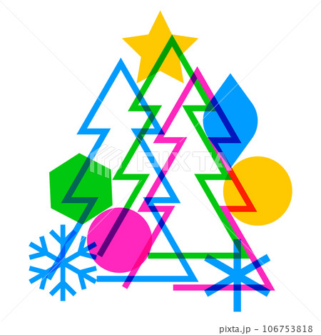 Merry Christmas and Happy New Year. Greeting card with abstract geometric design. 106753818