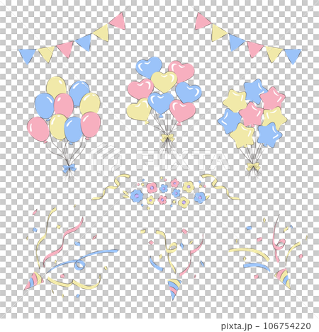 かわいい風船のイラストセット 106754220