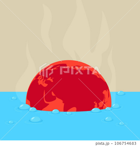 沸騰したお湯の中に入っている地球のイラスト 沸騰したお湯の中に入っている地球のイラスト 106754683