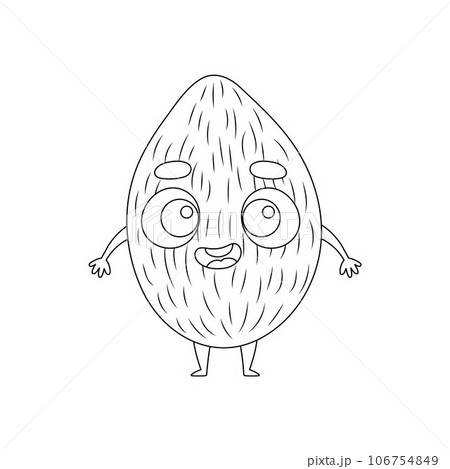 Coloring page funny coconut. Coloring book for kids. Educational activity for preschool years kids and toddlers with cute animal. Vector illustration 106754849