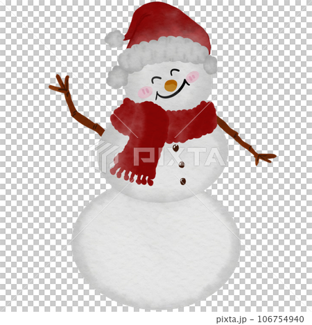 Cute snowman with a red hat and scarf  106754940