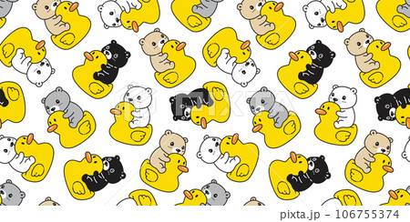 bear polar seamless pattern duck rubber swimming ring inflatable flamingo teddy cartoon doodle vector gift wrapping paper tile background scarf isolated repeat wallpaper illustration design 106755374