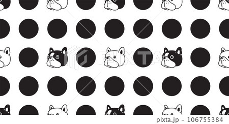dog seamless pattern french bulldog polka dot cartoon pet head puppy face doodle vector gift wrapping paper tile background repeat wallpaper scarf isolated illustration design 106755384