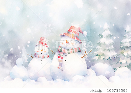 Snowman on Christmas background. Generative AI. 106755593