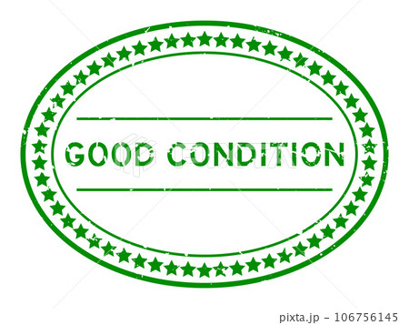 Grunge green good condition word oval rubber seal stamp on white background 106756145