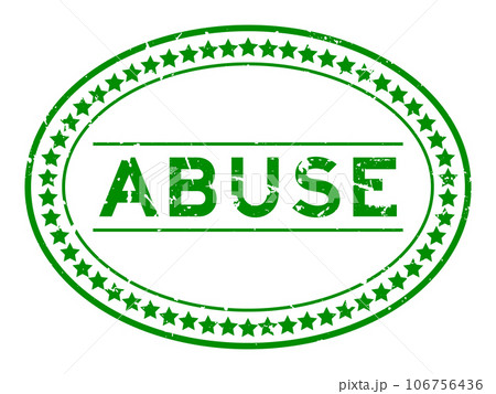 Grunge green abuse word oval rubber seal stamp on white background Grunge green abuse word oval rubber seal stamp on white background 106756436