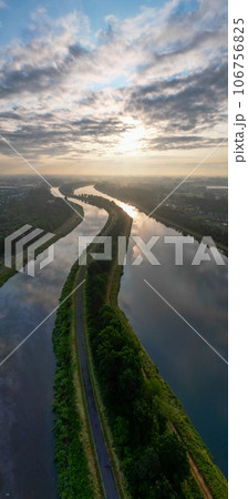 Majestic Sunrise Reflection in Two Waterways 106756825