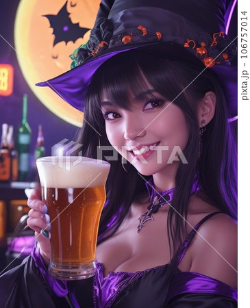 ハロウィン乾杯　魔女仮装　コスブレ 106757014