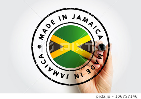 Made in Jamaica text emblem badge, concept background 106757146