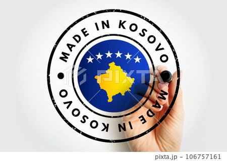 Made in Kosovo text emblem badge, concept background Made in Kosovo text emblem badge, concept background 106757161