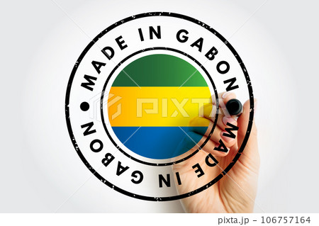 Made in Gabon text emblem stamp, concept background 106757164