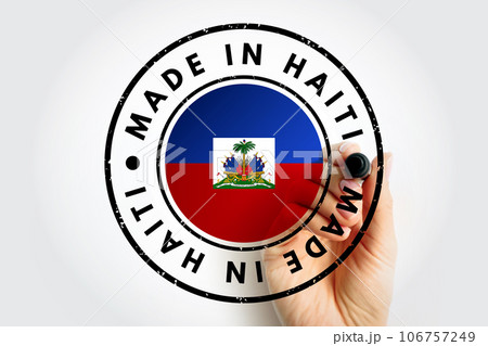 Made in Haiti text emblem badge, concept background 106757249
